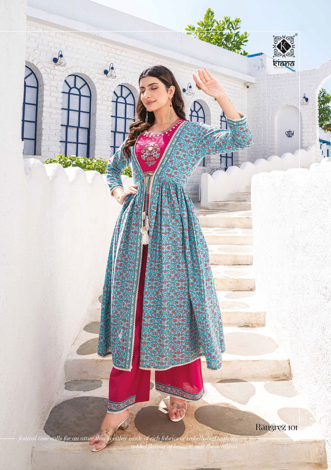 Kiana Rangrez Stylish Kurti Bottom With Jacket Catalog